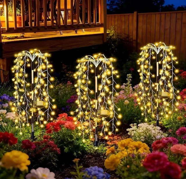 Alt view image 3 of 7 - 2 PCS Solar Firework Stake Lights 250 LED Garden Outdoor Pathway Lamp Waterproof