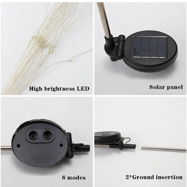 Alt view image 6 of 7 - 2 PCS Solar Firework Stake Lights 250 LED Garden Outdoor Pathway Lamp Waterproof