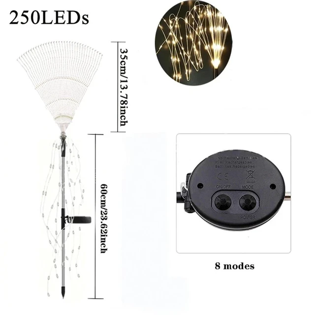 Alt view image 7 of 7 - 2 PCS Solar Firework Stake Lights 250 LED Garden Outdoor Pathway Lamp Waterproof