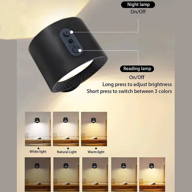 Alt view image 2 of 7 - 2PCS LED Wall Sconce Up Down Night Light Dimmable Touch Indoor Lamp Rechargeable