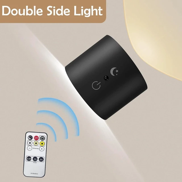 Alt view image 6 of 7 - 2PCS LED Wall Sconce Up Down Night Light Dimmable Touch Indoor Lamp Rechargeable