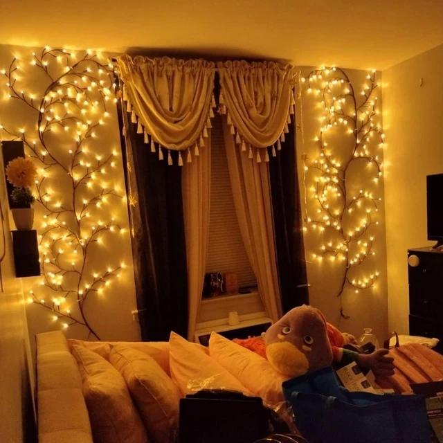 Alt view image 4 of 7 - 144 LED Enchanted Willow Vine Lights Wall USB Warm White For Indoor Home Decor