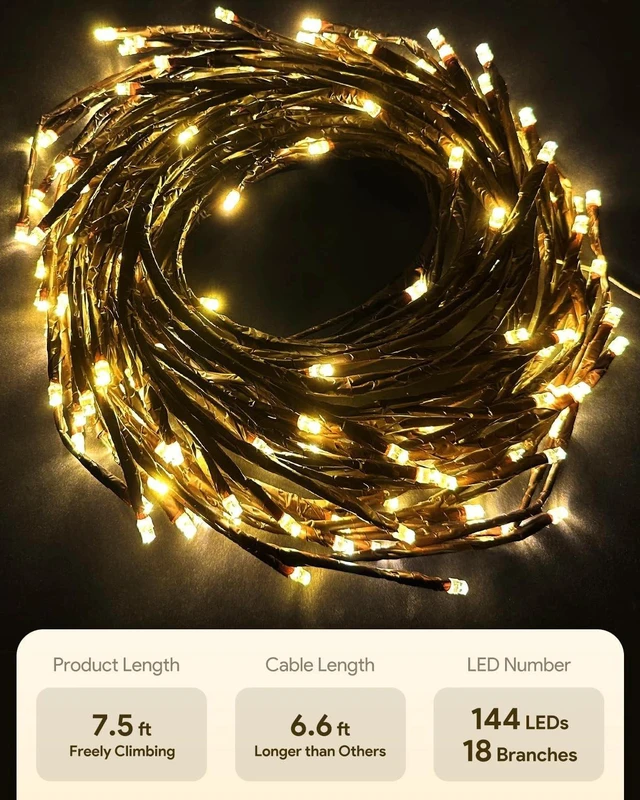 Alt view image 6 of 7 - 144 LED Enchanted Willow Vine Lights Wall USB Warm White For Indoor Home Decor
