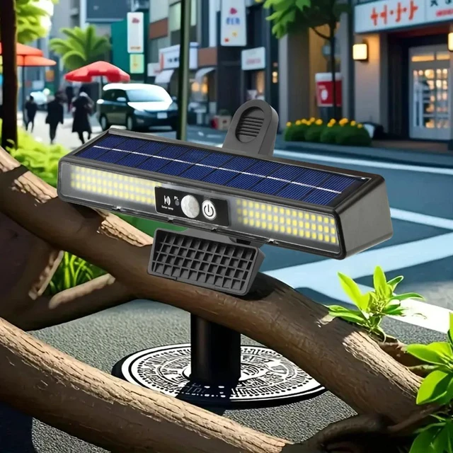 Alt view image 4 of 7 - Solar Lights Outdoor Tree Clip 102LED Wall Lamp Motion Sensor Light Fence Garage