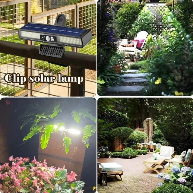Alt view image 6 of 7 - Solar Lights Outdoor Tree Clip 102LED Wall Lamp Motion Sensor Light Fence Garage