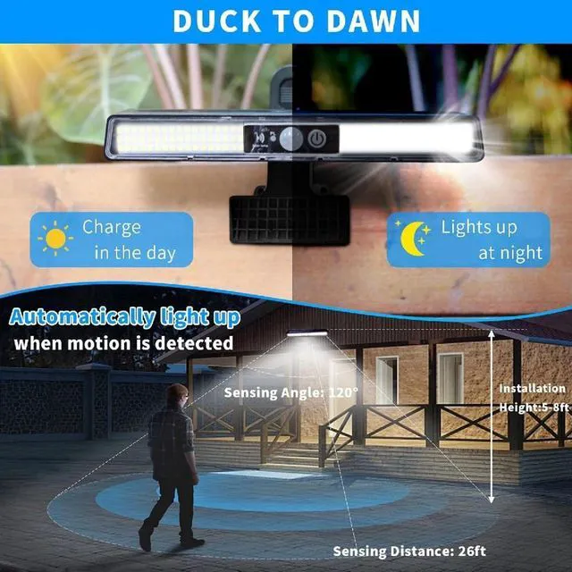 Alt view image 2 of 7 - Solar Lights Outdoor Tree Clip 102LED Wall Lamp Motion Sensor Light Fence Garage