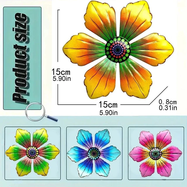 Alt view image 7 of 7 - 4 Pieces Iron Flower Wall Hanging Art for Outdoor Garden Yard Fence Decoration