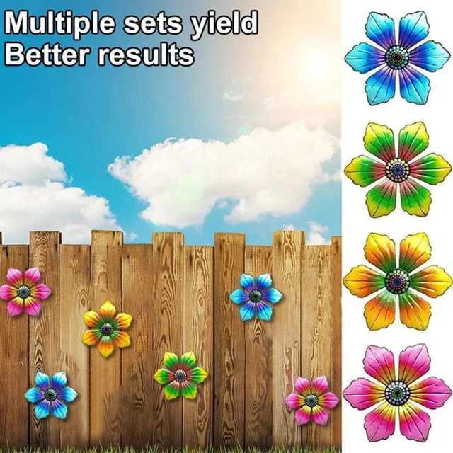 Alt view image 4 of 7 - 4 Pieces Iron Flower Wall Hanging Art for Outdoor Garden Yard Fence Decoration