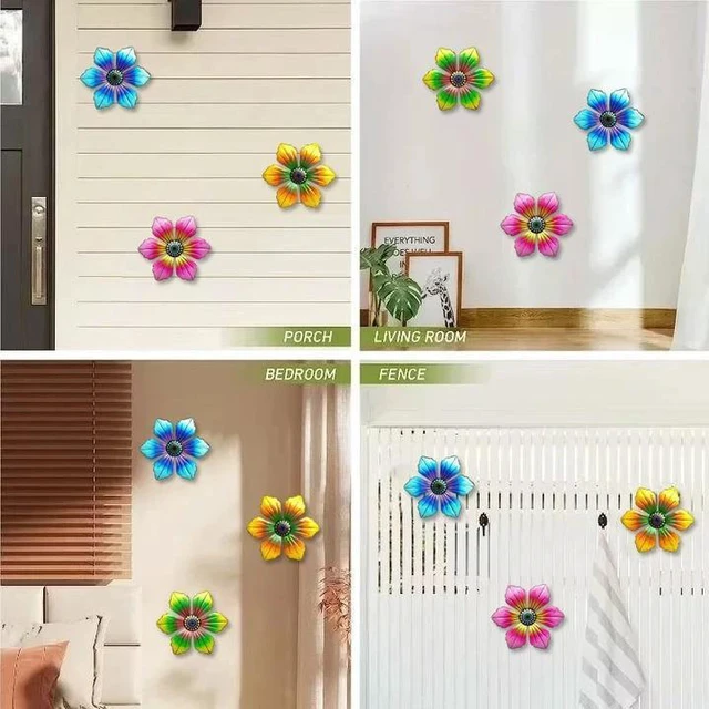 Alt view image 3 of 7 - 4 Pieces Iron Flower Wall Hanging Art for Outdoor Garden Yard Fence Decoration