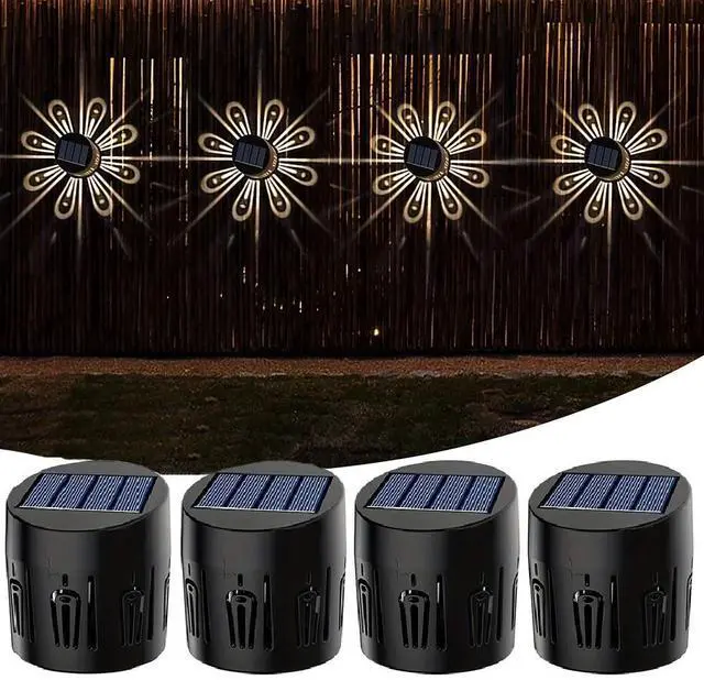Main image of 4PCS Solar Fence Wall Lights Outdoor Waterproof LED Step Deck Garden Warm White