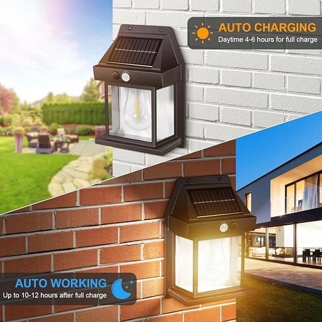 Alt view image 2 of 7 - 2 pcs LED Wall Light Solar Power Outdoor Indoor Garden Yard Shed Lamp