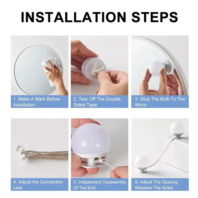 Alt view image 6 of 7 - LED Vanity Lights For Mirror, Hollywood Style Vanity Lights With 10 Dimmable