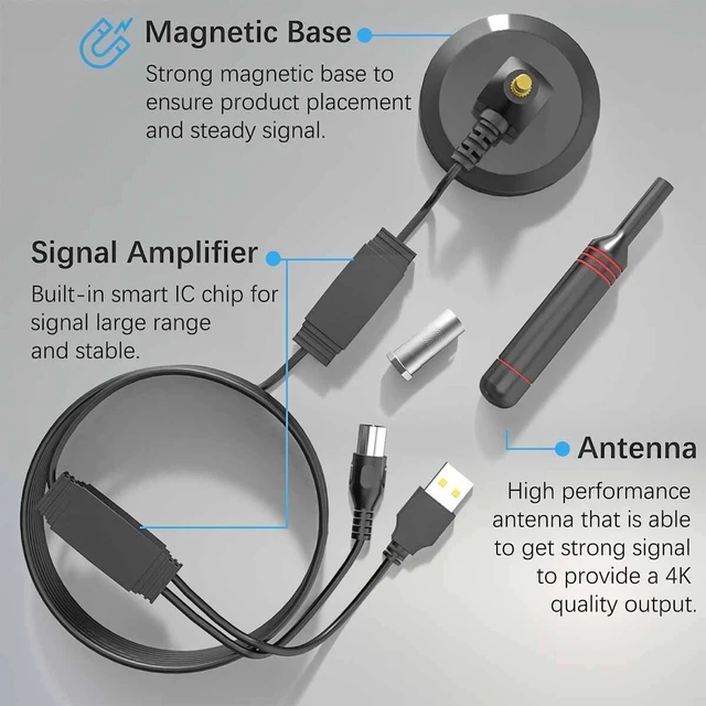 Alt view image 4 of 7 - 5600 Miles Digital TV Antenna 1080P 4K Waterproof HDTV Amplified Outdoor Indoor