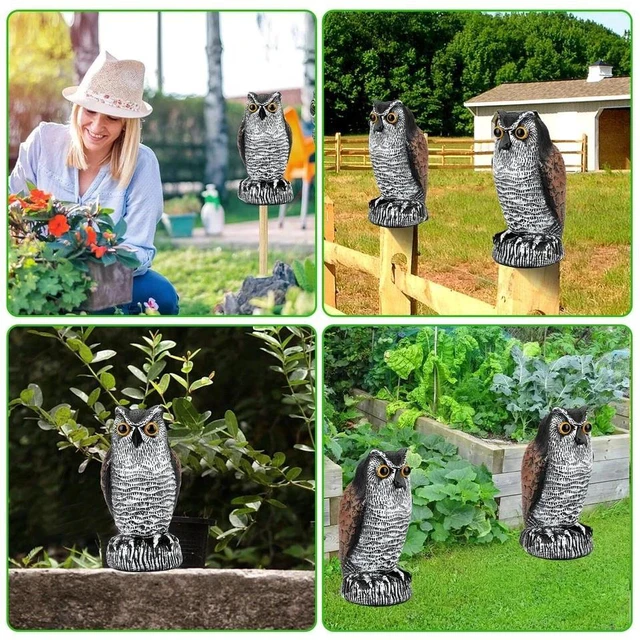 Alt view image 7 of 7 - Owl Decoy Statue Protect Garden Yard Scare Birds Away Pigeon Repellent Scarecrow