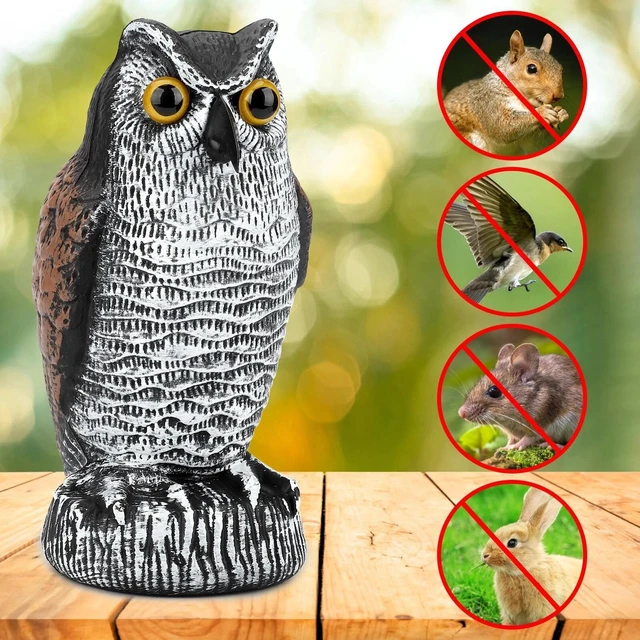 Alt view image 2 of 7 - Owl Decoy Statue Protect Garden Yard Scare Birds Away Pigeon Repellent Scarecrow