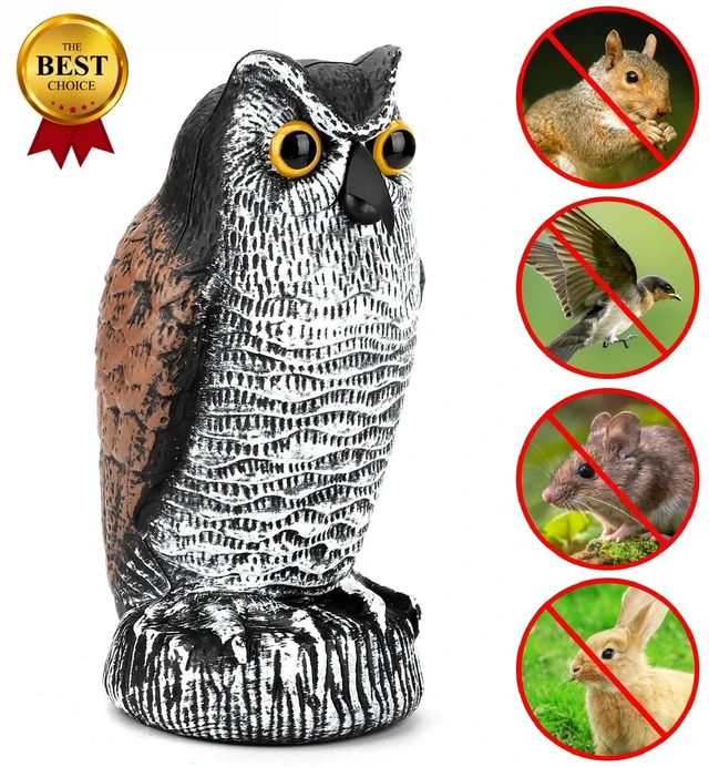 Main image of Owl Decoy Statue Protect Garden Yard Scare Birds Away Pigeon Repellent Scarecrow