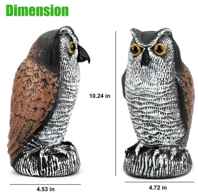 Alt view image 6 of 7 - Owl Decoy Statue Protect Garden Yard Scare Birds Away Pigeon Repellent Scarecrow