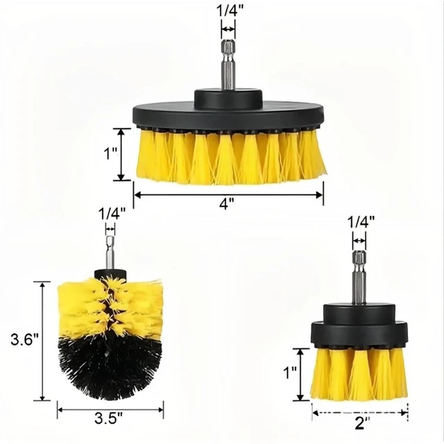Alt view image 7 of 7 - 3 Pack Auto Car Detailing Drill Brush Wash Cleaning Kit for Automotive interior