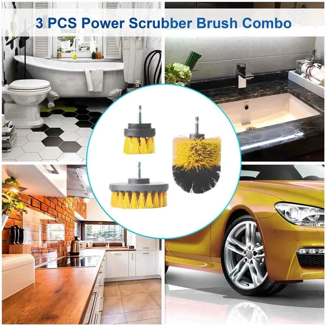 Alt view image 3 of 7 - 3 Pack Auto Car Detailing Drill Brush Wash Cleaning Kit for Automotive interior