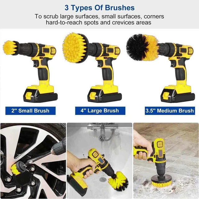 Alt view image 4 of 7 - 3 Pack Auto Car Detailing Drill Brush Wash Cleaning Kit for Automotive interior