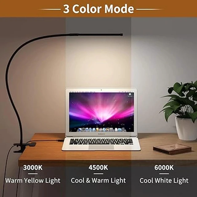 Alt view image 5 of 7 - LED Desk Lamp Dimmable Adjustable Lamp W/Clamp Eye-Caring Reading Desk Light