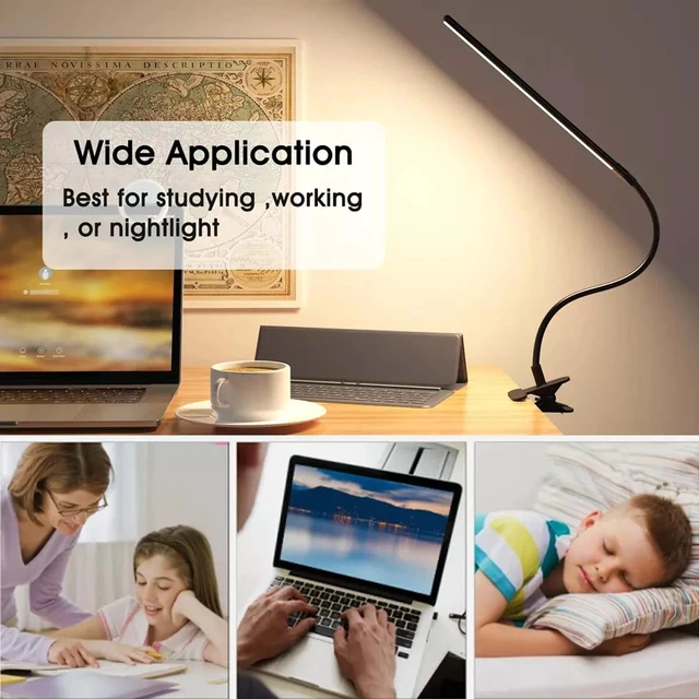 Alt view image 6 of 7 - LED Desk Lamp Dimmable Adjustable Lamp W/Clamp Eye-Caring Reading Desk Light
