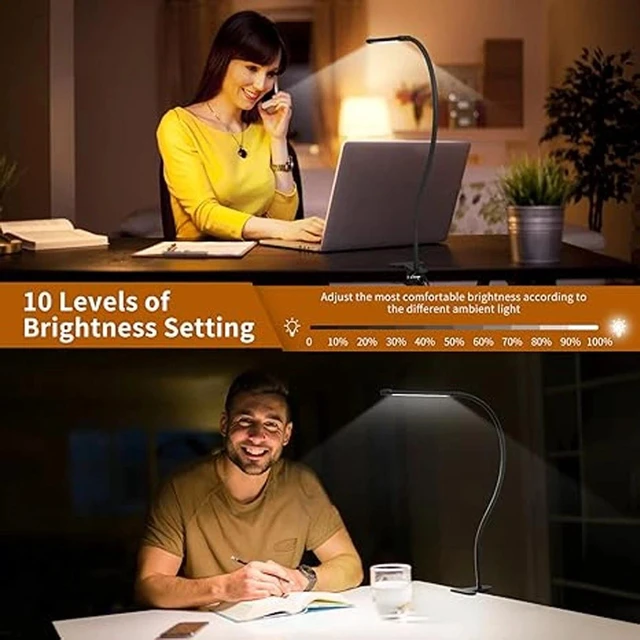 Alt view image 7 of 7 - LED Desk Lamp Dimmable Adjustable Lamp W/Clamp Eye-Caring Reading Desk Light
