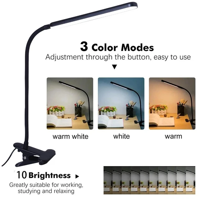 Main image of LED Desk Lamp Dimmable Adjustable Lamp W/Clamp Eye-Caring Reading Desk Light