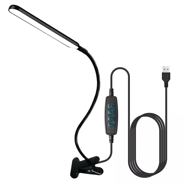 Alt view image 2 of 7 - LED Desk Lamp Dimmable Adjustable Lamp W/Clamp Eye-Caring Reading Desk Light