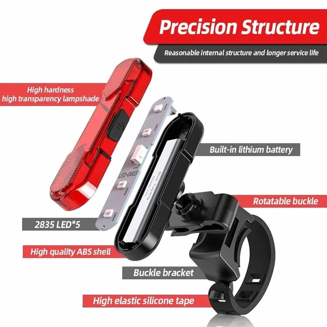 Alt view image 2 of 7 - 2 Sets USB Rechargeable LED Bicycle Headlight Bike Front Rear Lamp Cycling US