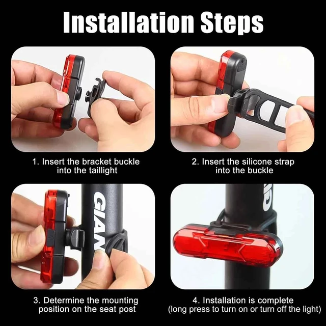Alt view image 6 of 7 - 2 Sets USB Rechargeable LED Bicycle Headlight Bike Front Rear Lamp Cycling US