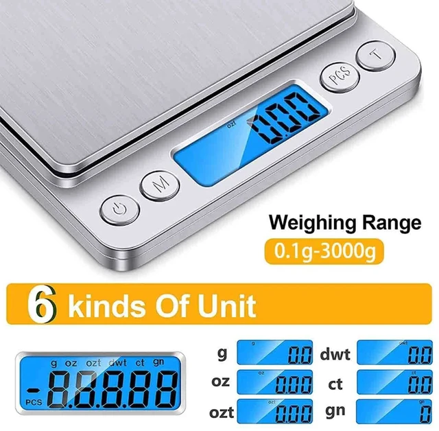 Alt view image 2 of 7 - Digital Scale 3000g x 0.1g Kitchen Food Diet Electronic Weight Balance