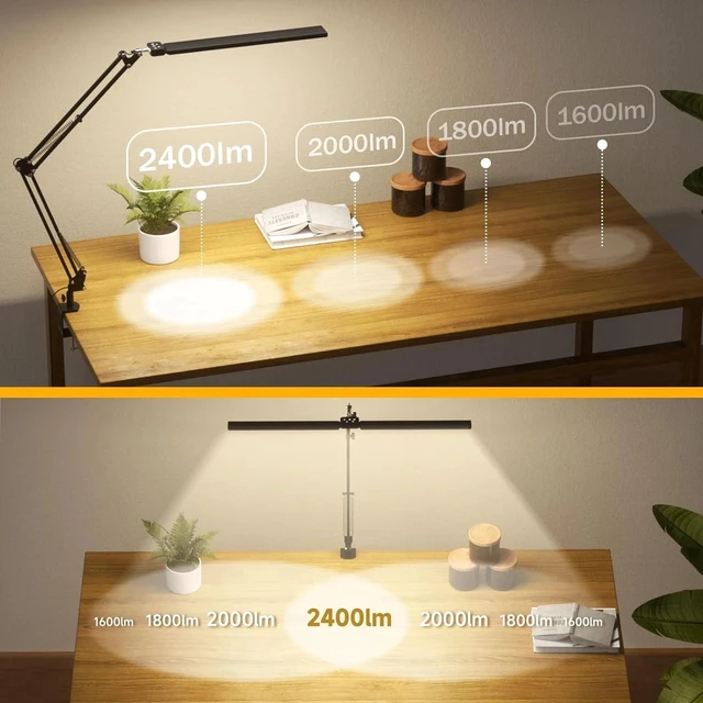 Alt view image 6 of 7 - LED Desk Lamp Adjustable Metal Arm with Clamp Eye-Caring Reading Desk Light USB