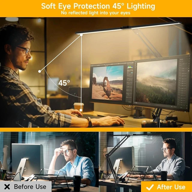 Alt view image 7 of 7 - LED Desk Lamp Adjustable Metal Arm with Clamp Eye-Caring Reading Desk Light USB