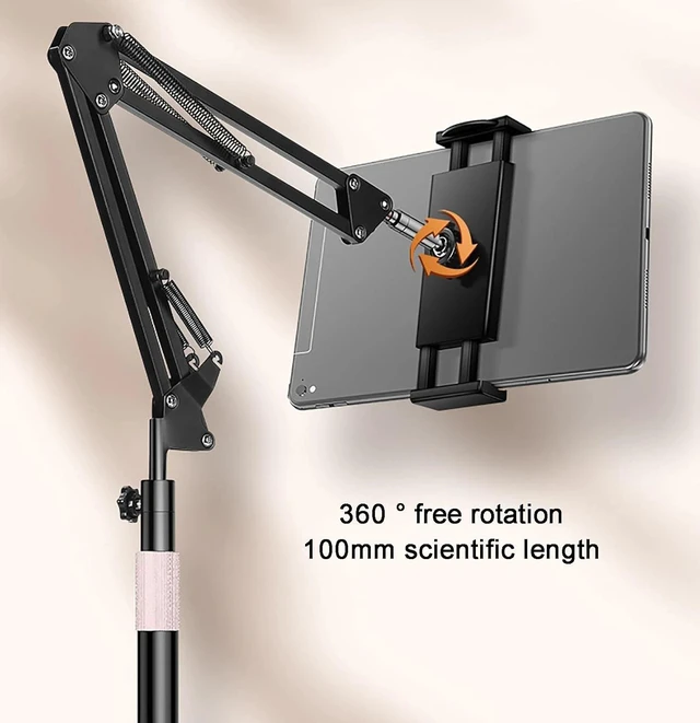Alt view image 4 of 7 - Universal 360° Tablet Holder Floor Stand Clamp Adjustable