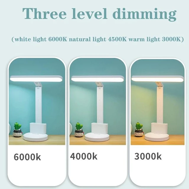 Alt view image 2 of 7 - Dimmable LED Desk Light Touch Sensor Table Bedside Reading Lamp USB Rechargeable