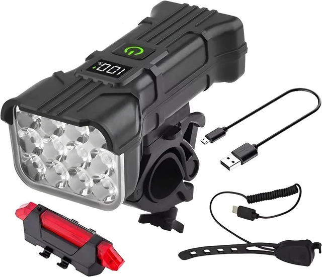 Alt view image 2 of 7 - 40000LM Rechargeable LED MTB Bicycle Light Racing Bike Front Rear Headlight