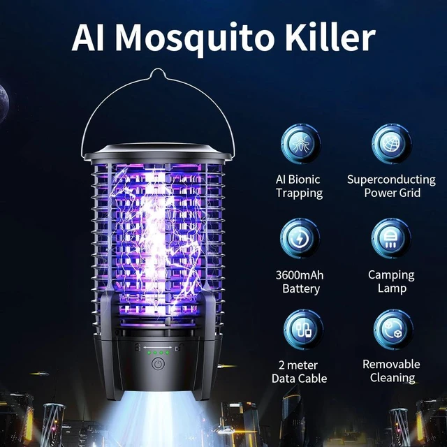 Alt view image 4 of 7 - Electric Mosquito Insect Fly Bug Zapper Killer LED Light Trap Lamp Rechargeable