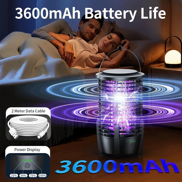 Alt view image 5 of 7 - Electric Mosquito Insect Fly Bug Zapper Killer LED Light Trap Lamp Rechargeable