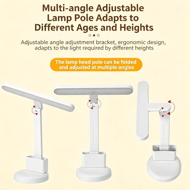 Alt view image 6 of 6 - LED Desk Lamp, Eye-Caring Table Lamps, Natural Light Protects Eyes, 3 Modes
