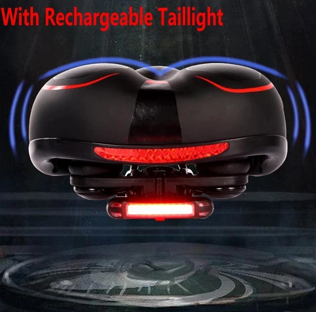 Alt view image 2 of 7 - Bike Bicycle Saddle Seat Gel Cushion Sporty Soft Comfort Pad With LED Taillight