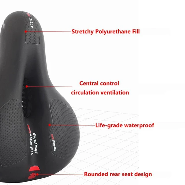 Alt view image 4 of 7 - Bike Bicycle Saddle Seat Gel Cushion Sporty Soft Comfort Pad With LED Taillight