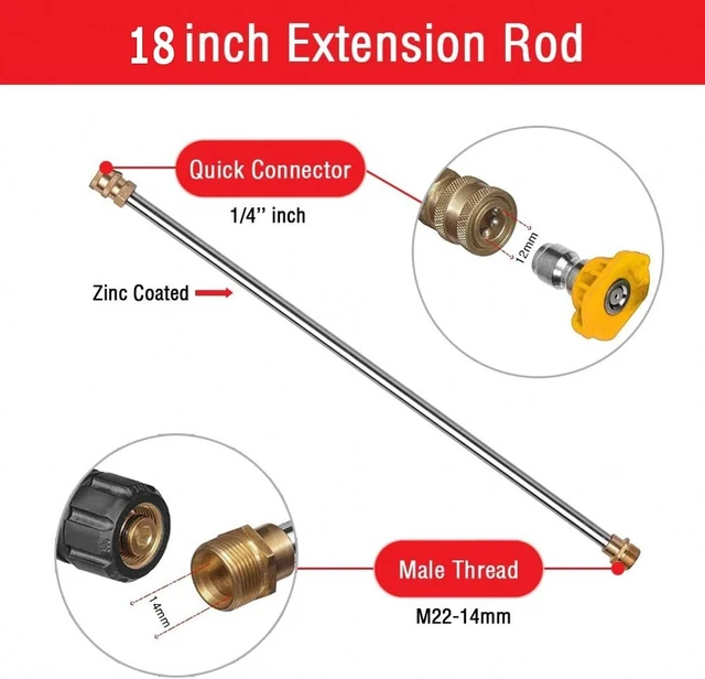 Alt view image 5 of 7 - 4000PSI High Pressure Car Power Washer Spray Gun Wand Lance Nozzle Tips Hose Kit
