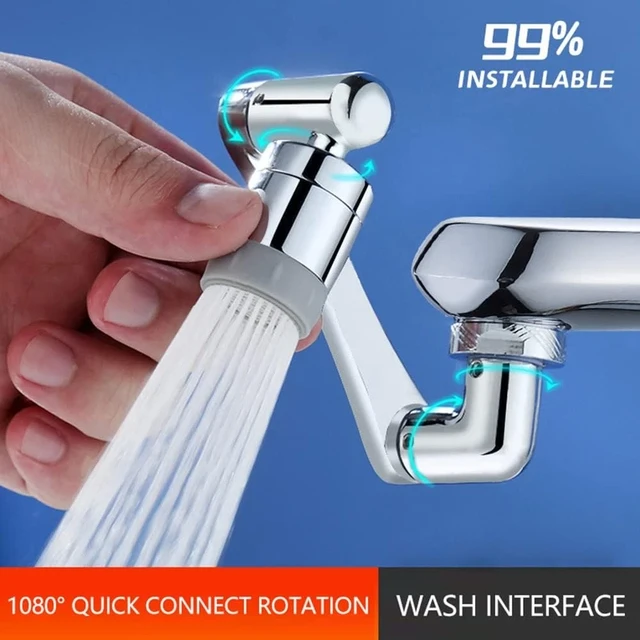 Alt view image 5 of 7 - 1080° Swivel Faucet Extender, Sink Water Faucet Aerator Extension in Brass