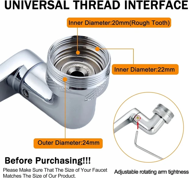 Alt view image 3 of 7 - 1080° Swivel Faucet Extender, Sink Water Faucet Aerator Extension in Brass