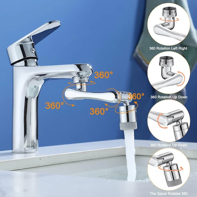Alt view image 2 of 7 - 1080° Swivel Faucet Extender, Sink Water Faucet Aerator Extension in Brass
