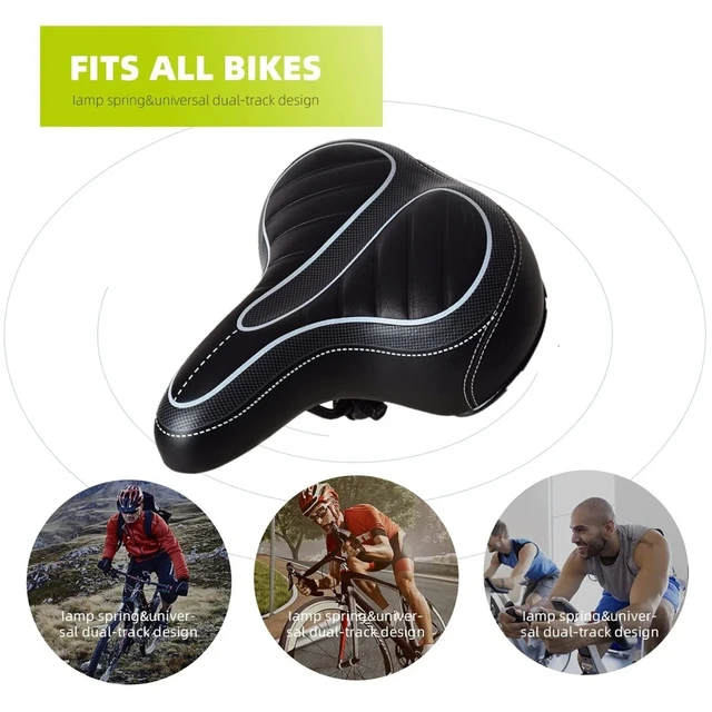 Alt view image 6 of 7 - Bike Comfort Wide Big Bum Bicycle Gel Cushion Extra Soft Sporty Saddle Seat Pad