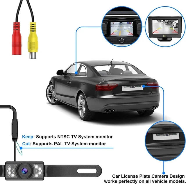 Alt view image 7 of 7 - Parking Camera Wide 170° Waterproof Night Vision Car Rear View Reverse Backup US