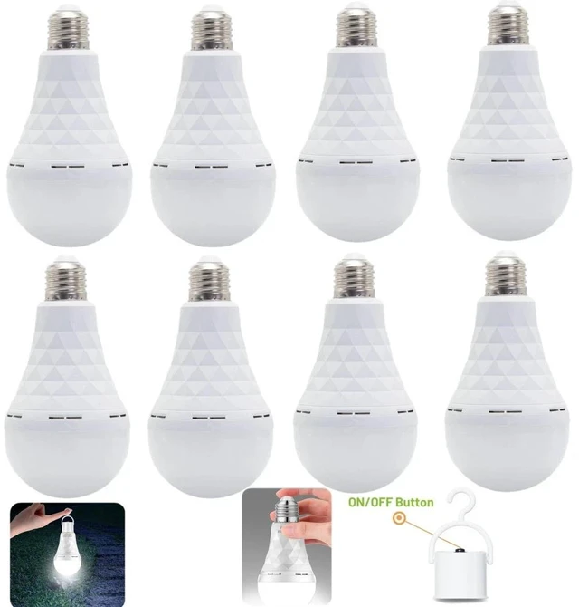 Main image of 8 PCS Rechargeable Emergency Light Bulbs LED Light Bulb 15W 6000K Daylight