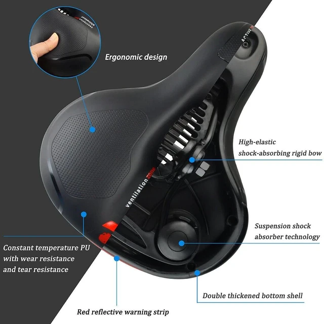 Alt view image 6 of 7 - Comfort Wide Big Bum Soft Gel Bike Saddles Bicycle Seat Cycling Air Cushion Pad